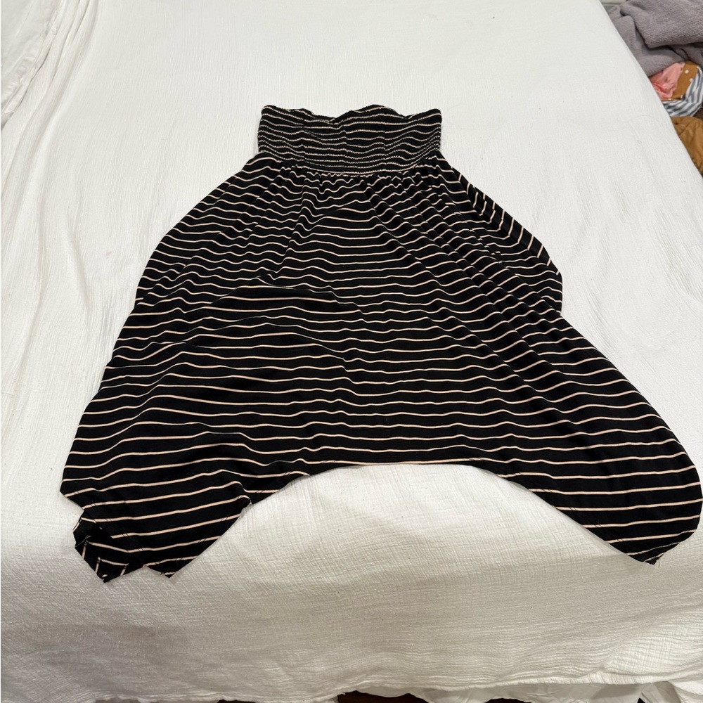 Torrid Black and Cream Striped 1x strapless mini dress